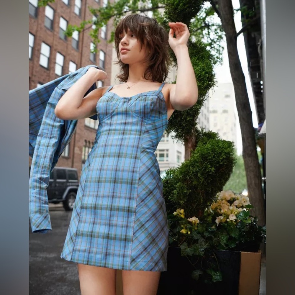 Urban Outfitters “As If” Plaid Blue Mini Dress
